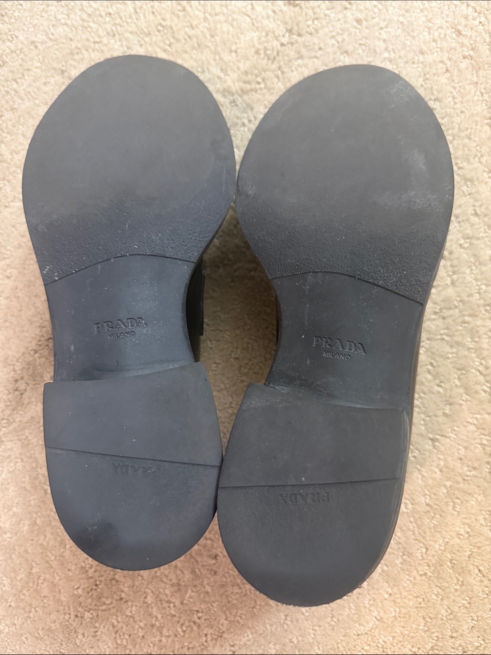 Prada Black Leather Logo Loafers - Picture 5 of 5